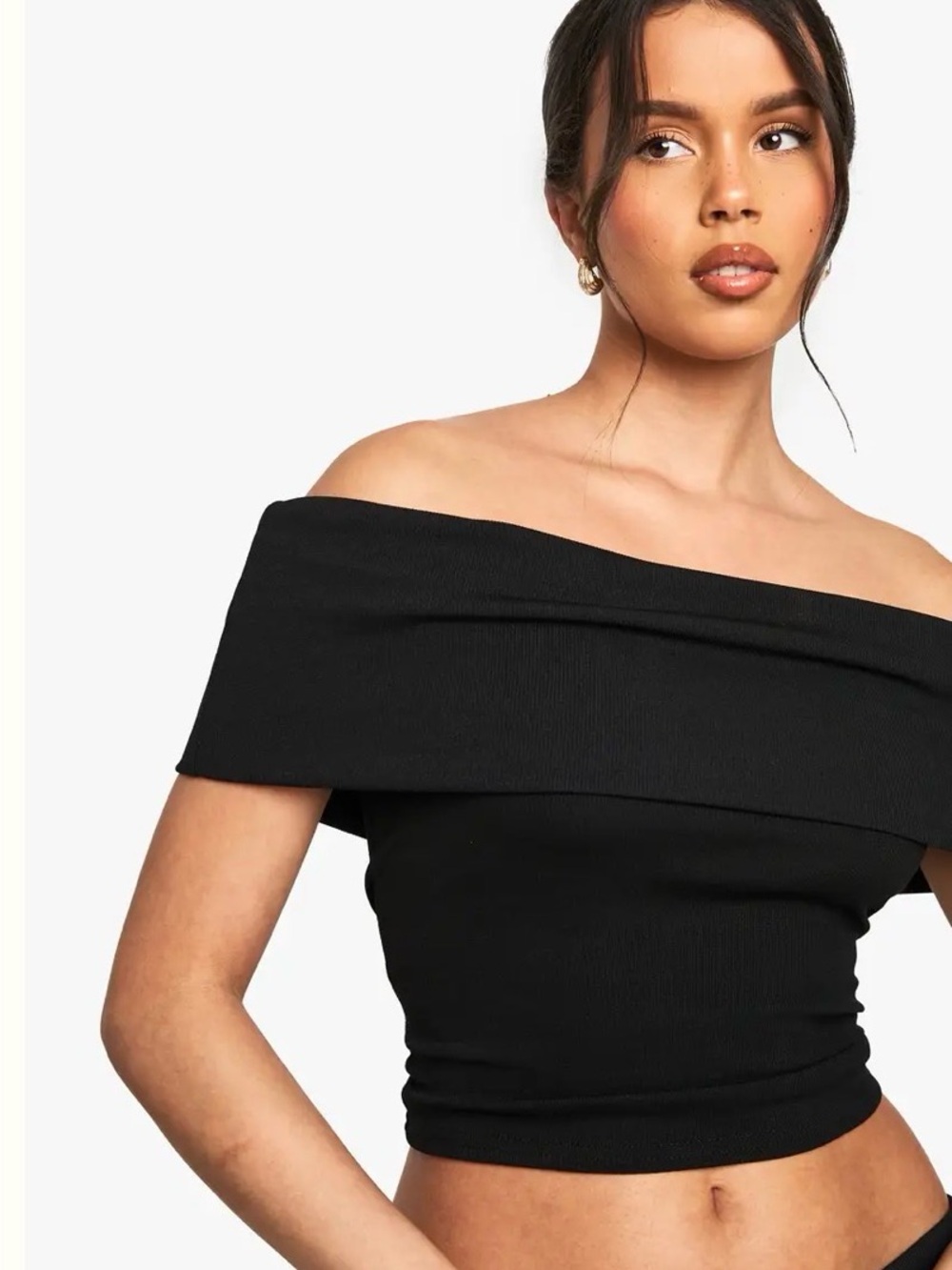 COS Black Off-the-Shoulder Jersey Top Size S